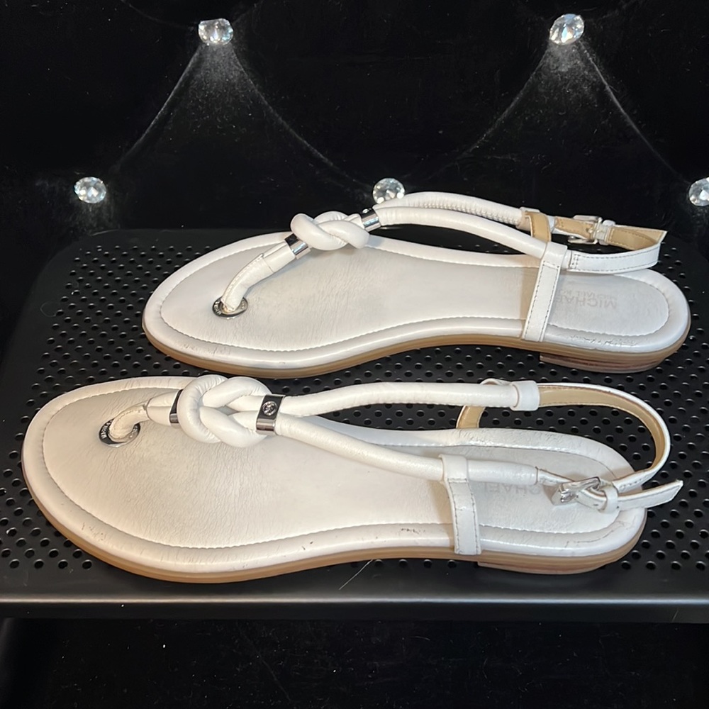 Michael Kors White Leather Sandals - Picture 2 of 7